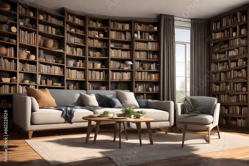 living room with books
