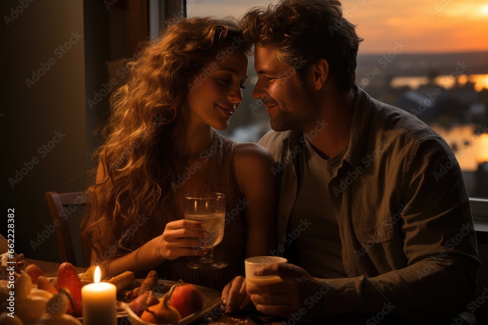 A husband in love brings his wife breakfast A husband in love brings his wife breakfast