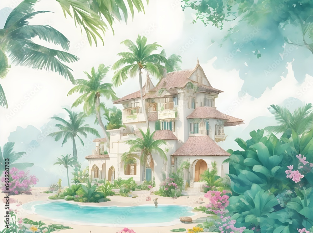 House with the palm trees