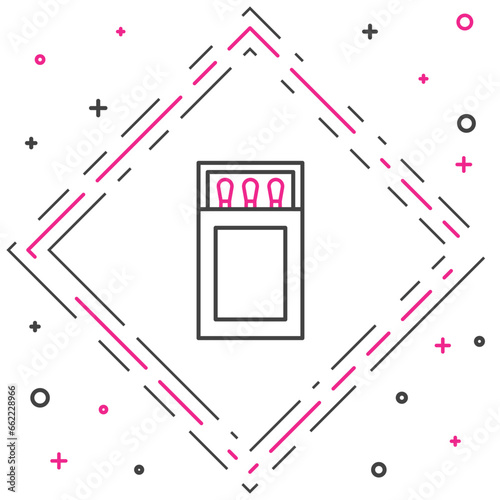 Line Open matchbox and matches icon isolated on white background. Colorful outline concept. Vector