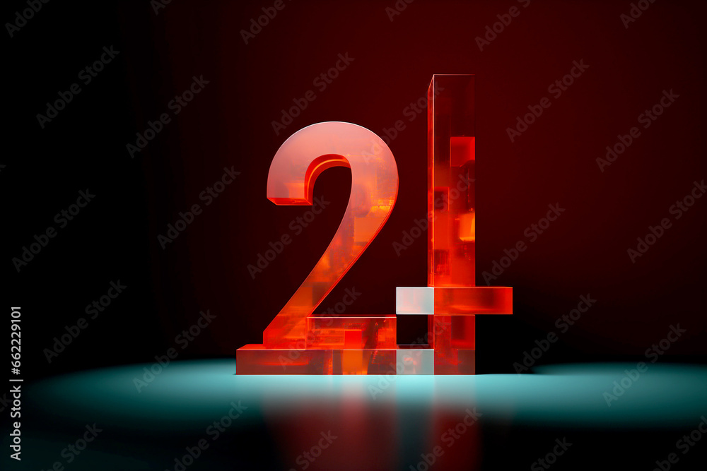 21th, 21 years, 21 year anniversary with red color on dark red ...