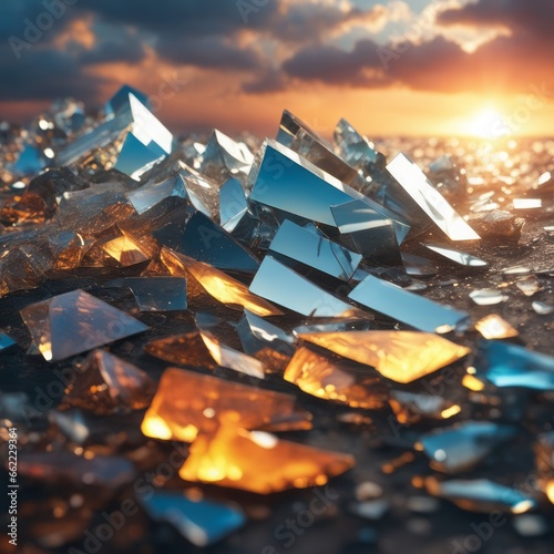 abstract 3d rendering of beautiful sea background abstract 3d rendering of beautiful sea background crystal cubes on the surface. the background is blurred. © Shubham