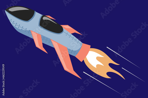 spaceship rocket flying into space