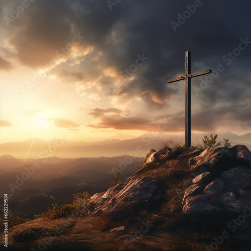 cross at sunset