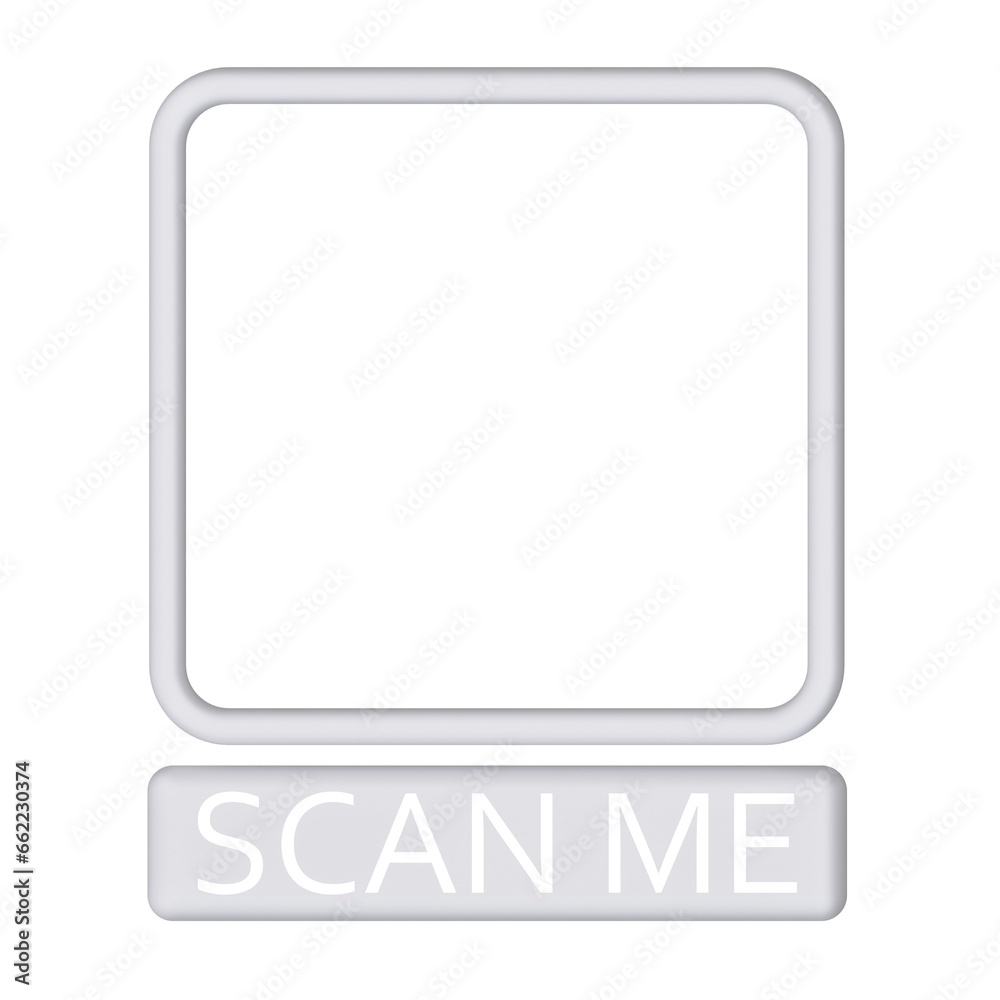 3D White Square Frame Scan Me