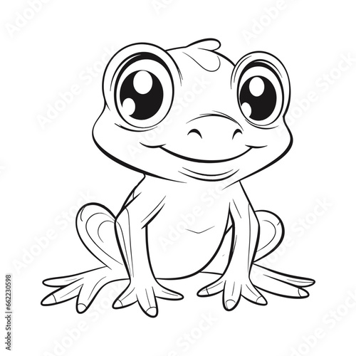 Cute frog coloring page for kids vector illustration