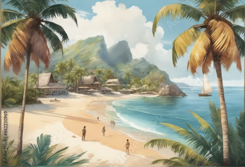 beautiful beach in the mountains beautiful beach in the mountains beautiful beach with a large palm trees and a beautiful landscape