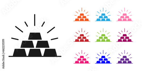 Black Gold bars icon isolated on white background. Banking business concept. Set icons colorful. Vector