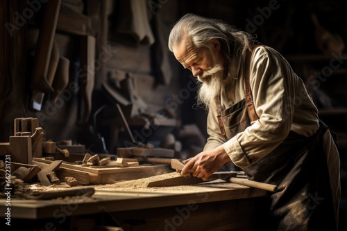 An old carpenter at work.