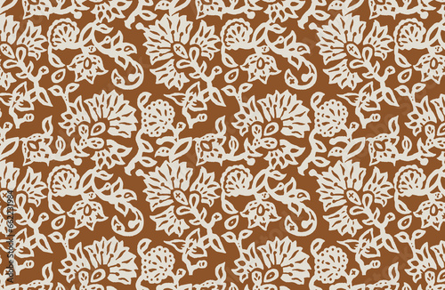 Digital seamless pattern block print batik vector Ajrakh