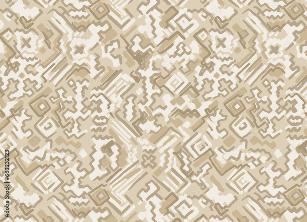 Abstract nomad and ethnic seamless pattern in dusty tones vector style