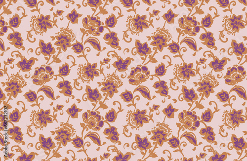 Hand-drawn batik seamless pattern boho floral block print vector