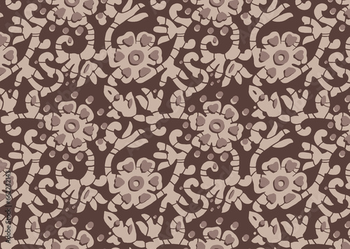 Digital seamless pattern block print batik vector Ajrakh
