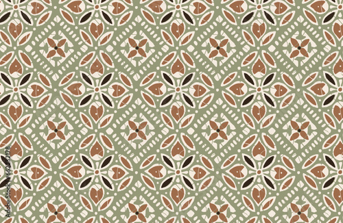 Digital seamless pattern block print batik vector ajrakh
