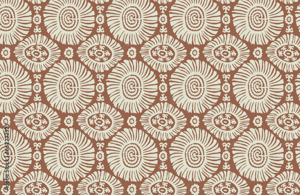Digital seamless pattern block print batik vector Ajrakh