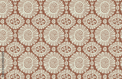 Digital seamless pattern block print batik vector Ajrakh © Silvia