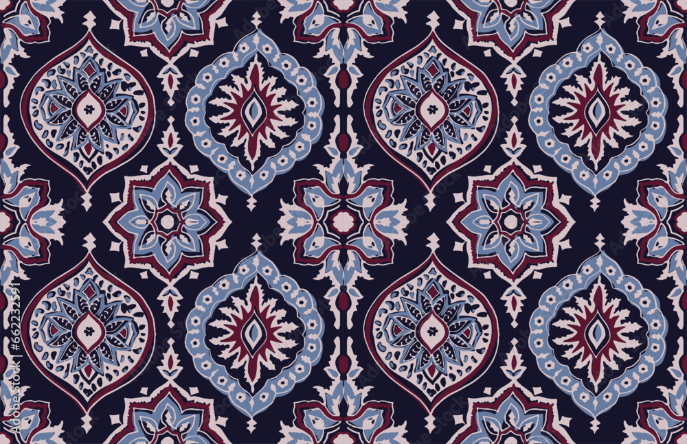 Digital seamless pattern block print batik vector
