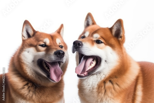 two dogs isolated on white