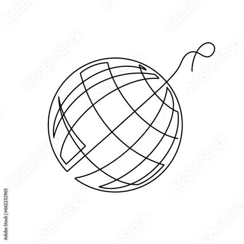 Vector continuous one line mirror disco illustration