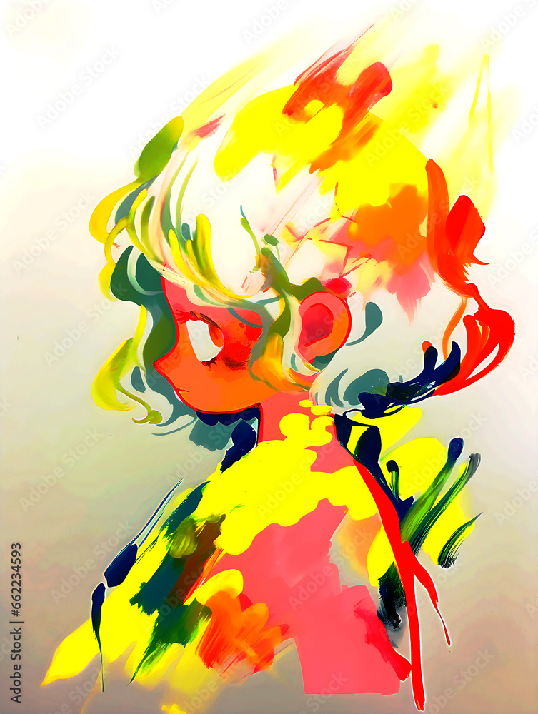Obraz premium Illustration of a dancing girl with wings. Illustration of a colorful doll image