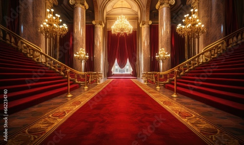Red carpet in a glamorous room.
