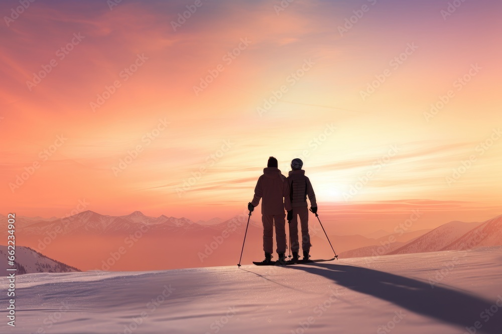 Passion for skiing against the backdrop of beautiful snowy mountains Passion for skiing against the backdrop of beautiful snowy mountains
