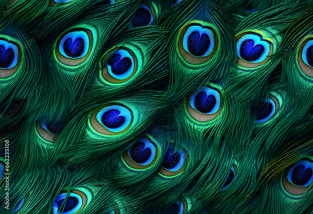Obraz premium Colorful Realistic Peacock Feather Pattern Background