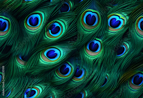 Colorful Realistic Peacock Feather Pattern Background © Pixivir