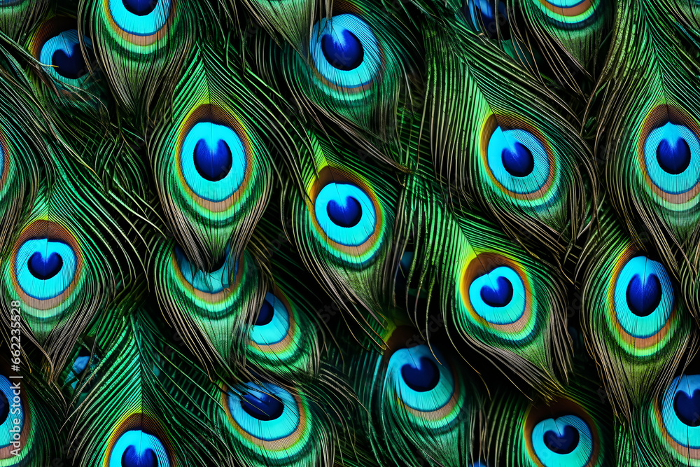 Obraz premium Colorful Realistic Peacock Feather Pattern Background
