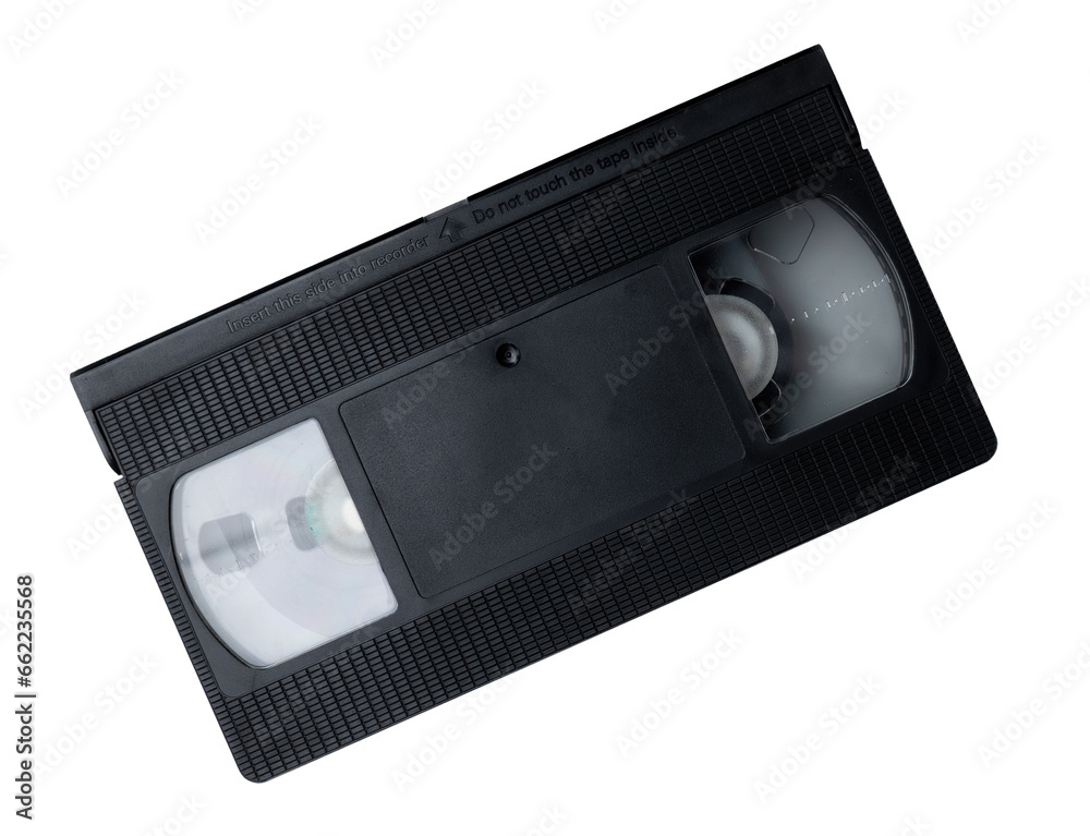 Old VHS videotape, on white background. Isolated.