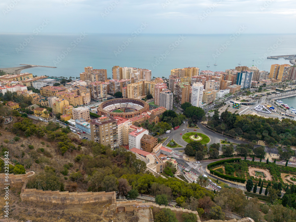 vista aérea de la bonita ciudad de Málaga en el sur de España