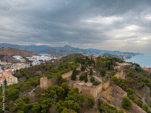 vista del bonito castillo de Gibralfaro de época islámica de la ciudad de Málaga, Andalucía