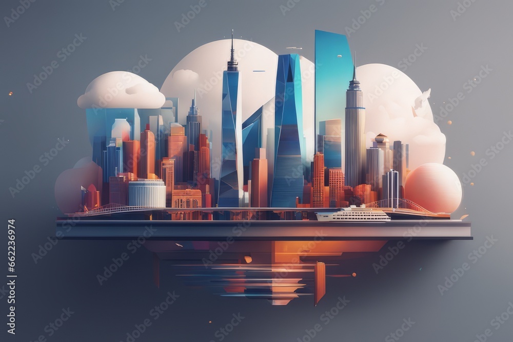 modern cityscape in new York city. 3d illustration modern cityscape in new York city. 3d illustration 3d render of modern cityscape with skyscrapers