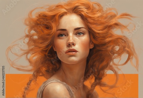 beautiful girl with long red hair digital painting of beautiful girl with red hair and brown hair. digital art. high quality illustration beautiful girl with long red hair