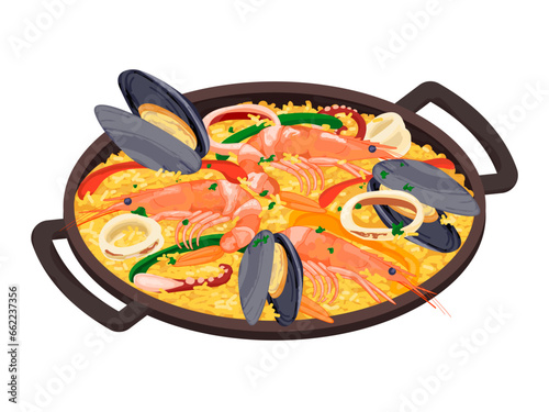 スペイン料理_パエリアのベクターイラスト