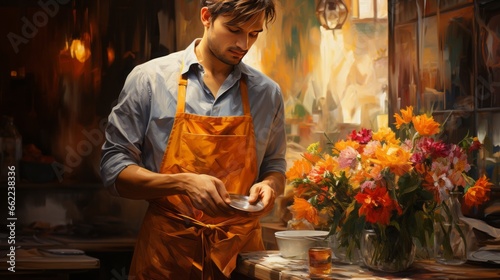 Smiling Senior Couple Enjoying Retro Cafe Ambiance with Vintage Fashion in Cozy Indoors Setting, generative AI