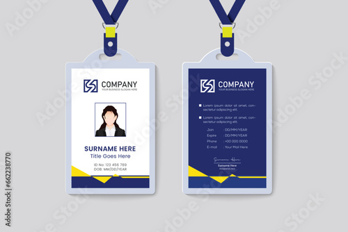 Professional creative employee front and back id card template with picture