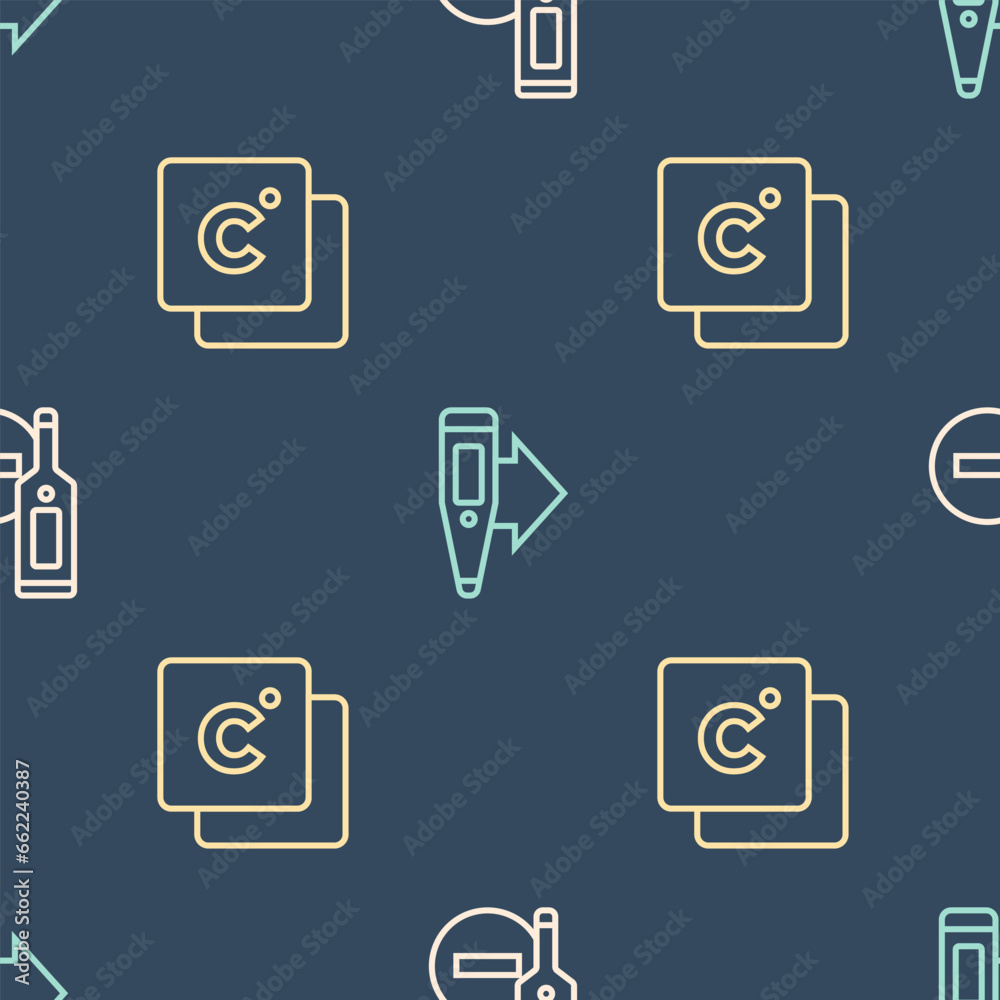 Set line Digital thermometer, Celsius and on seamless pattern. Vector Set line Digital thermometer, Celsius and on seamless pattern. Vector