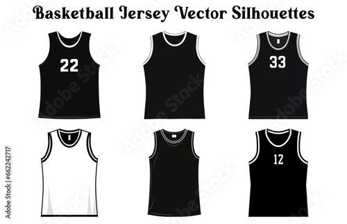 Basketball Jersey vector silhouette Set, Jersey, Jersey icon, Jersey illustration