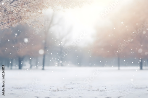 Snowdrops on blurred winter background © ZayNyi