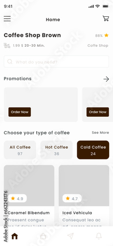 Coffee Shop, Barista Delivery and Cafe Store Mobile App UI Kit Template