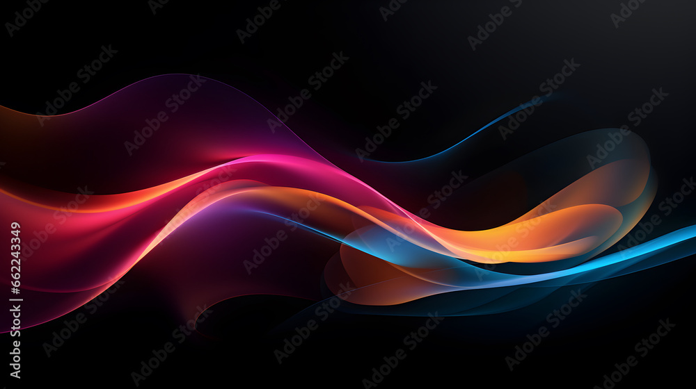Fototapeta premium Colorful abstract wave painting on black background