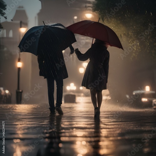 A young couple sharing an umbrella in the pouring rain2