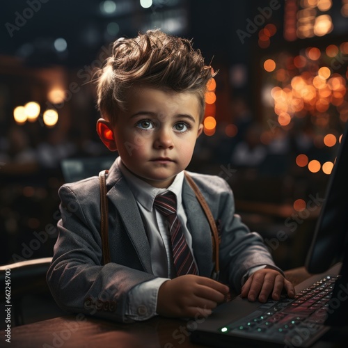 Fotografia, Obraz Baby businessman working on laptop