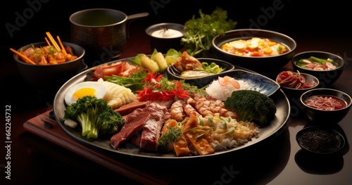 Authentic Asian cuisine, featuring flavorful bites and regional delicacies. Generative AI