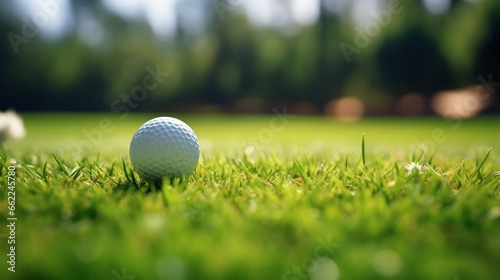 Golf ball sits tantalizingly close to the hole on a pristine green court