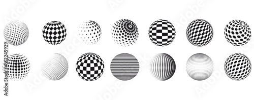 Round geometric set of dotted spheres