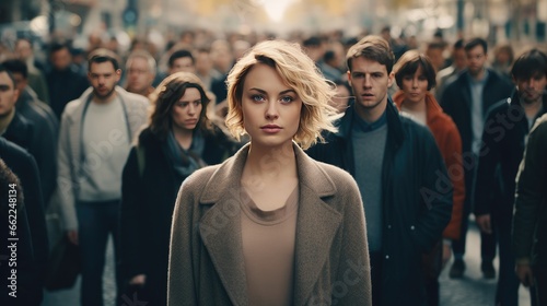 Group of people is standing on the street