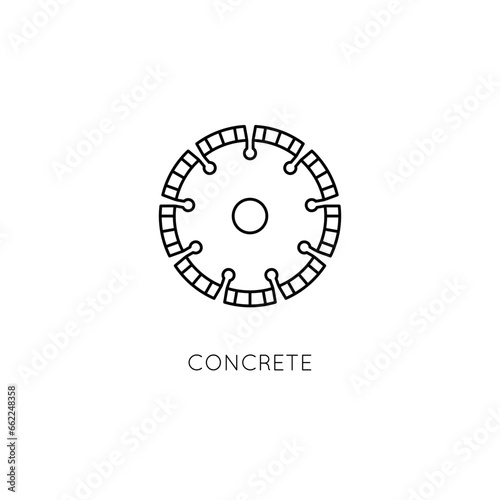Diamond disc vector icon. Processing concrete with an angle grinder.