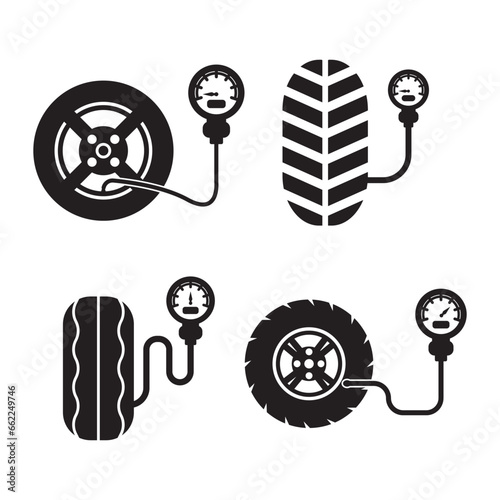 Tire pressure gauge icon logo vector illustration design template.